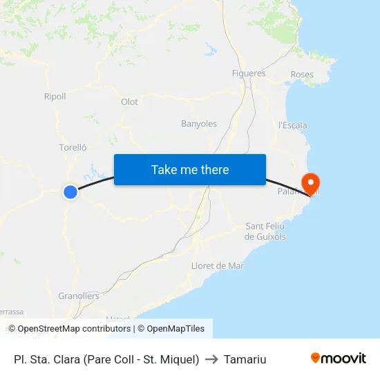 Pl. Sta. Clara (Pare Coll - St. Miquel) to Tamariu map