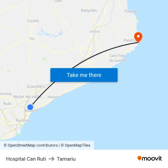 Hospital Can Ruti to Tamariu map