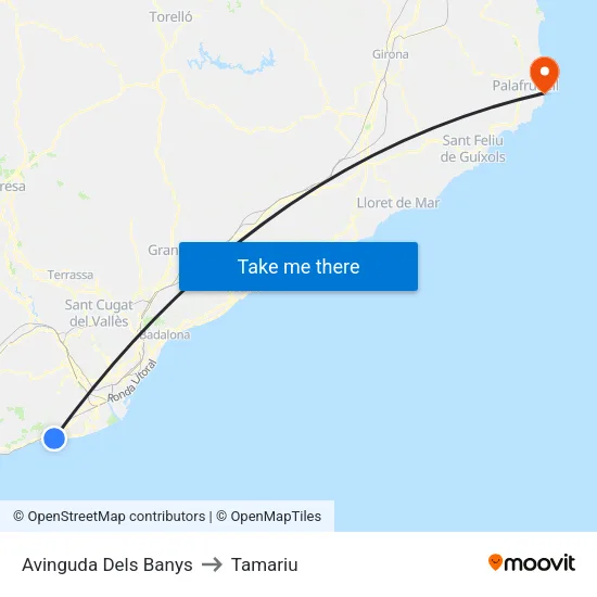 Avinguda Dels Banys to Tamariu map