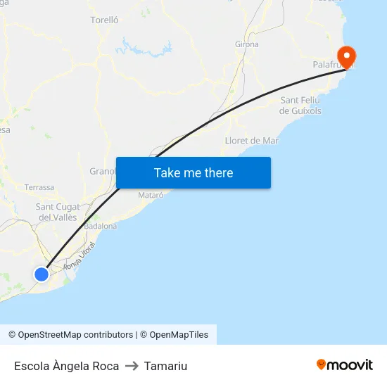 Escola Àngela Roca to Tamariu map