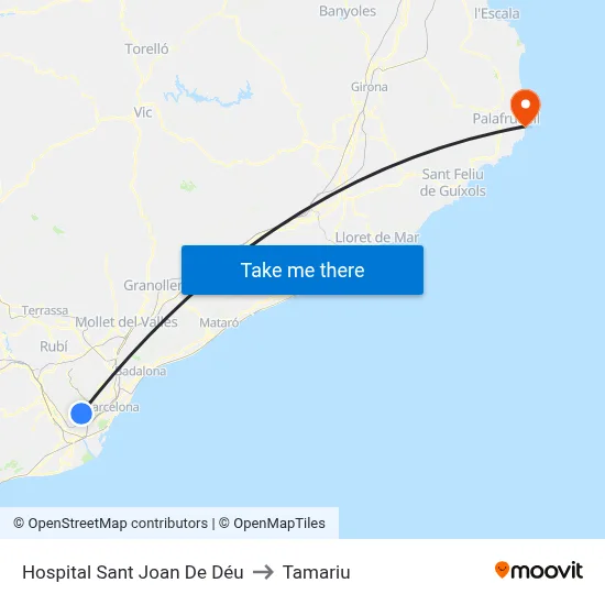 Hospital Sant Joan De Déu to Tamariu map