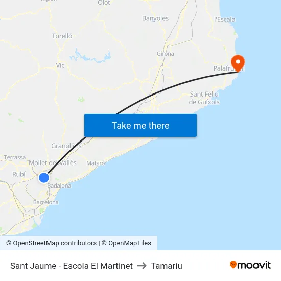 Sant Jaume - Escola El Martinet to Tamariu map