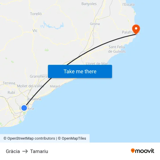 Gràcia to Tamariu map