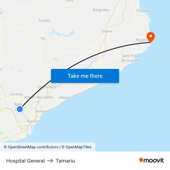Hospital General to Tamariu map