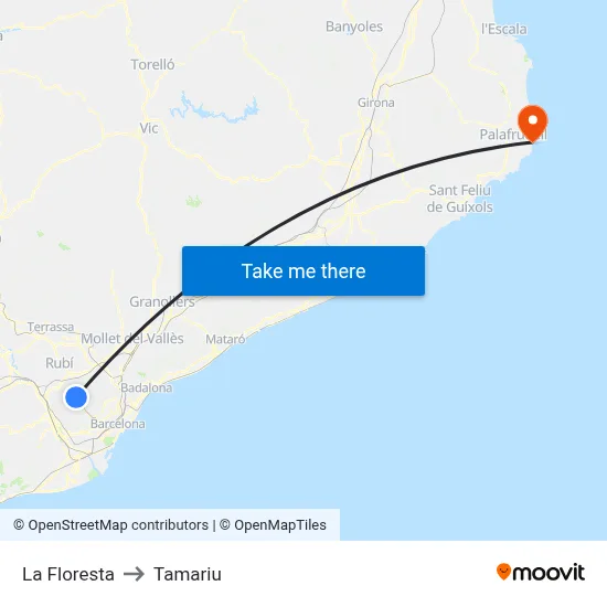 La Floresta to Tamariu map