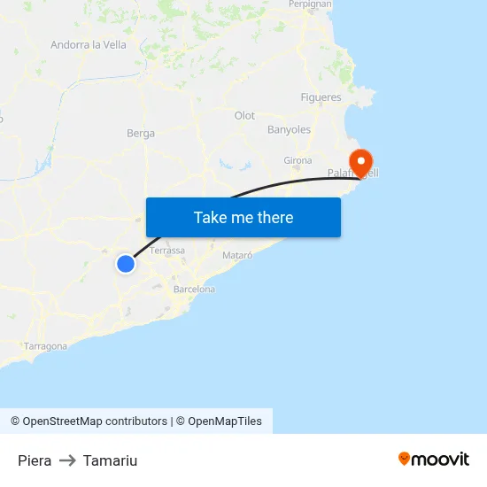 Piera to Tamariu map