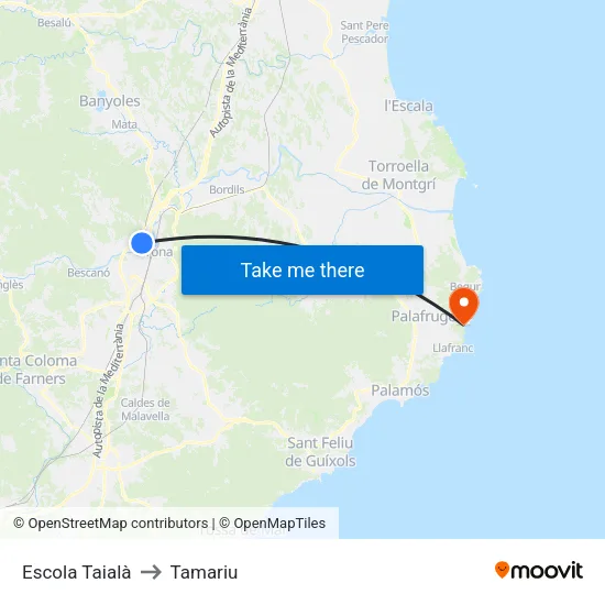 Escola Taialà to Tamariu map