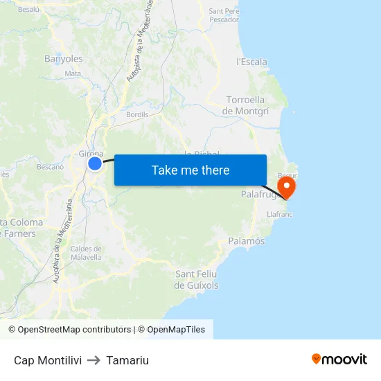 Cap Montilivi to Tamariu map