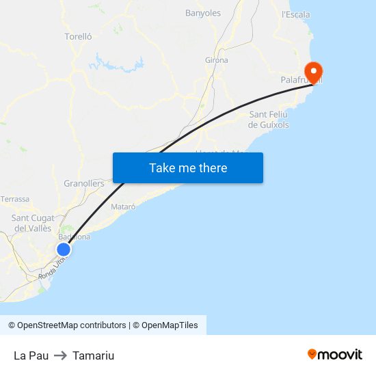 La Pau to Tamariu map