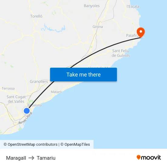 Maragall to Tamariu map