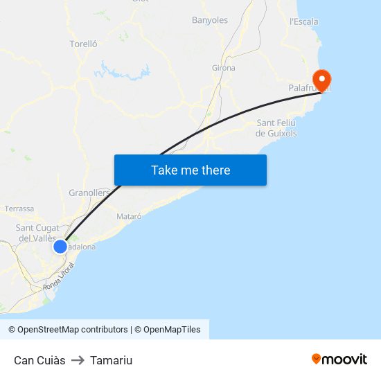 Can Cuiàs to Tamariu map