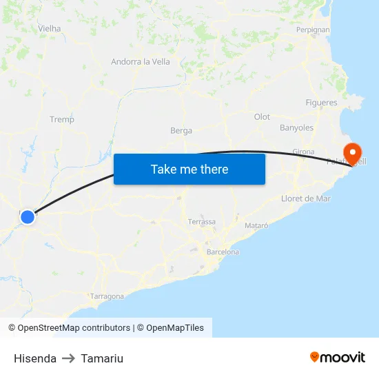 Hisenda to Tamariu map