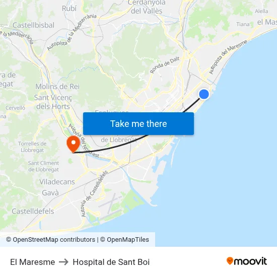 El Maresme to Hospital de Sant Boi map