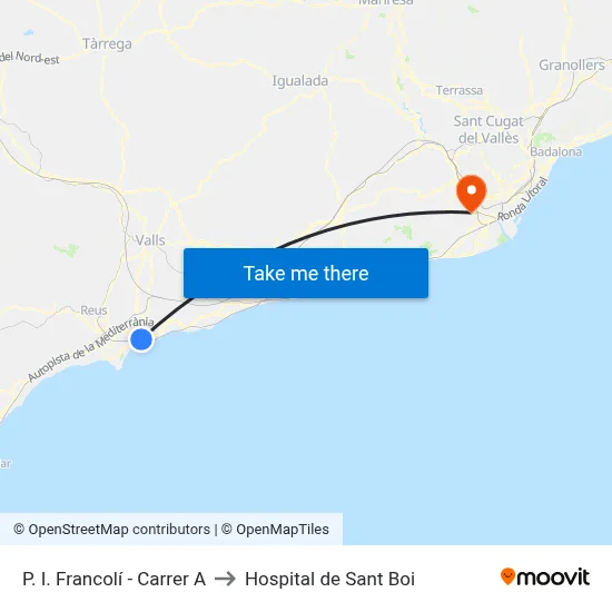 P. I. Francolí - Carrer A to Hospital de Sant Boi map
