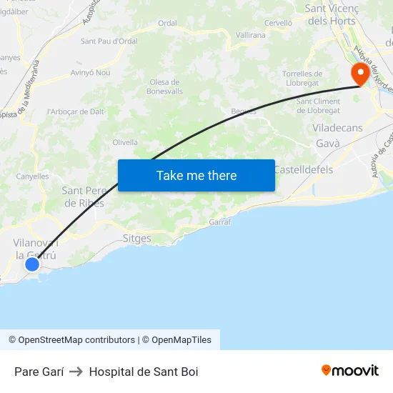 Pare Garí to Hospital de Sant Boi map