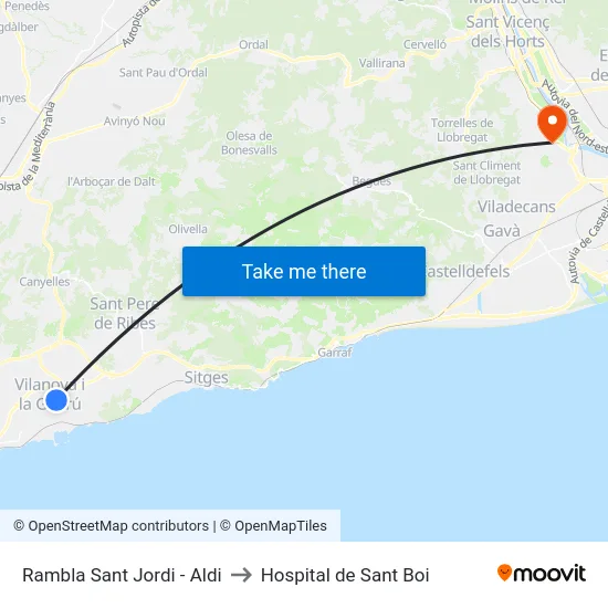 Rambla Sant Jordi - Aldi to Hospital de Sant Boi map