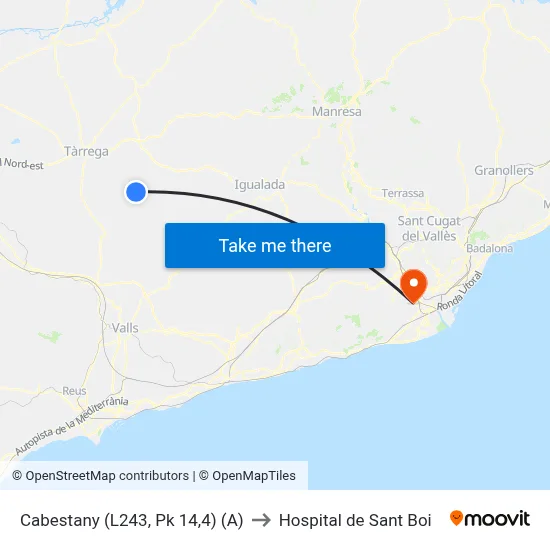 Cabestany (L243, Pk 14,4) (A) to Hospital de Sant Boi map