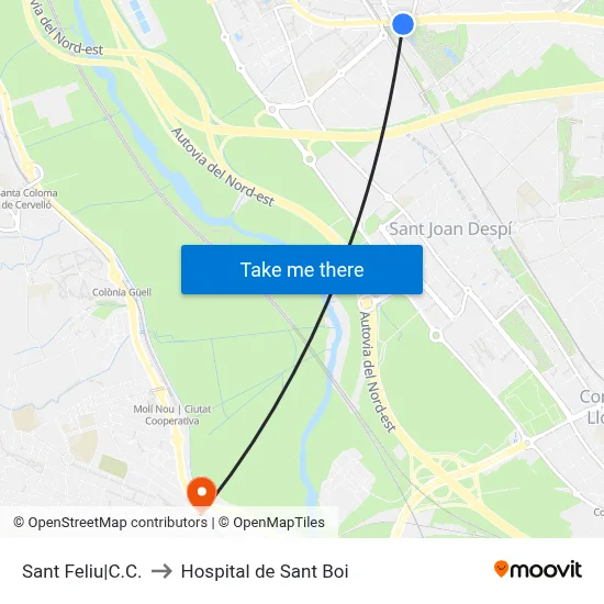 Sant Feliu|C.C. to Hospital de Sant Boi map