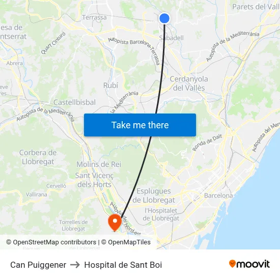 Can Puiggener to Hospital de Sant Boi map