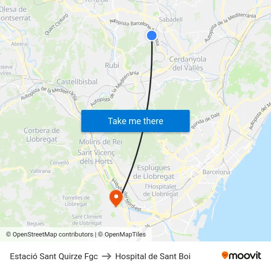 Estació Sant Quirze Fgc to Hospital de Sant Boi map