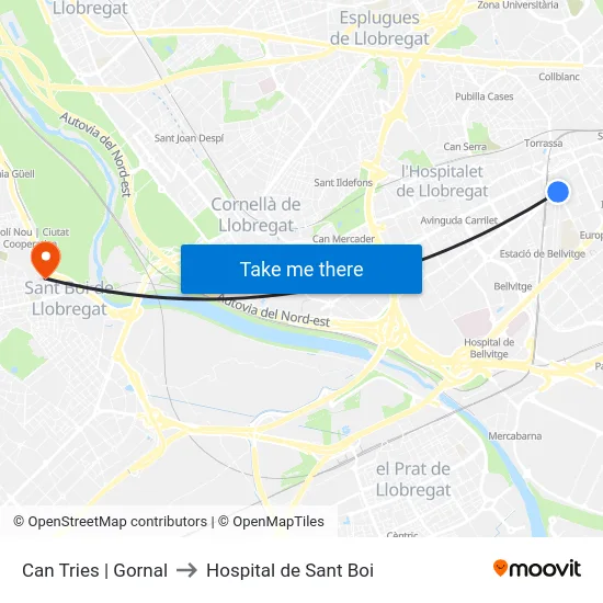 Can Tries | Gornal to Hospital de Sant Boi map
