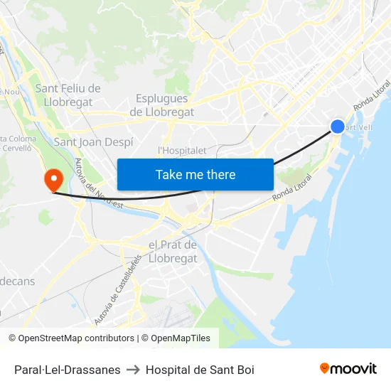 Paral·Lel-Drassanes to Hospital de Sant Boi map