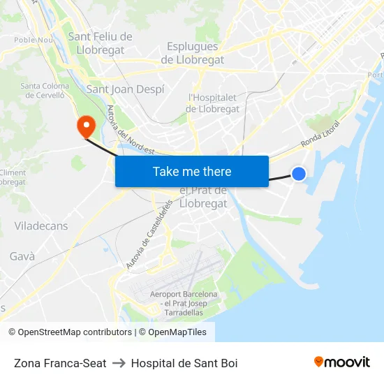 Zona Franca-Seat to Hospital de Sant Boi map