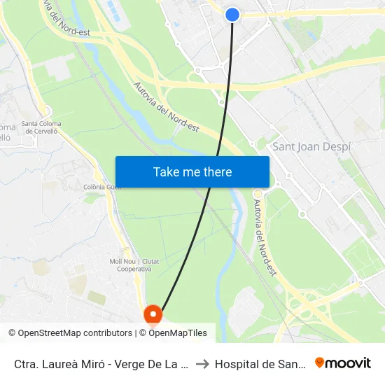Ctra. Laureà Miró - Verge De La Mercè to Hospital de Sant Boi map