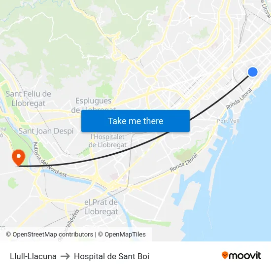 Llull-Llacuna to Hospital de Sant Boi map