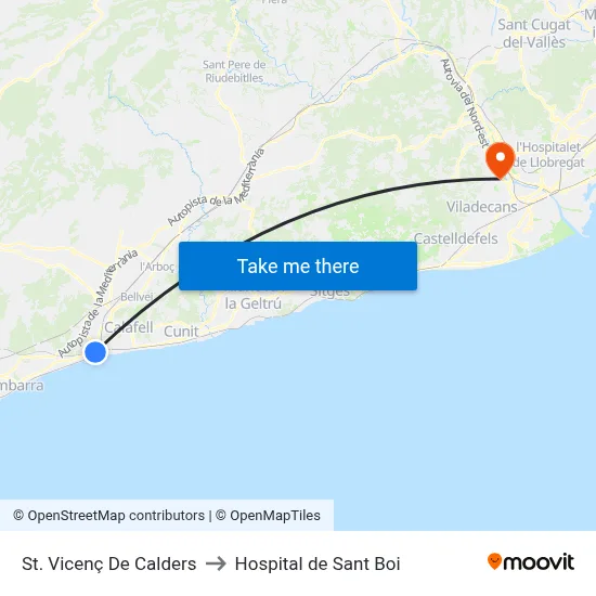 St. Vicenç De Calders to Hospital de Sant Boi map
