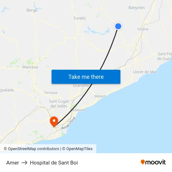 Amer to Hospital de Sant Boi map