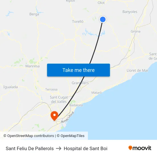 Sant Feliu De Pallerols to Hospital de Sant Boi map
