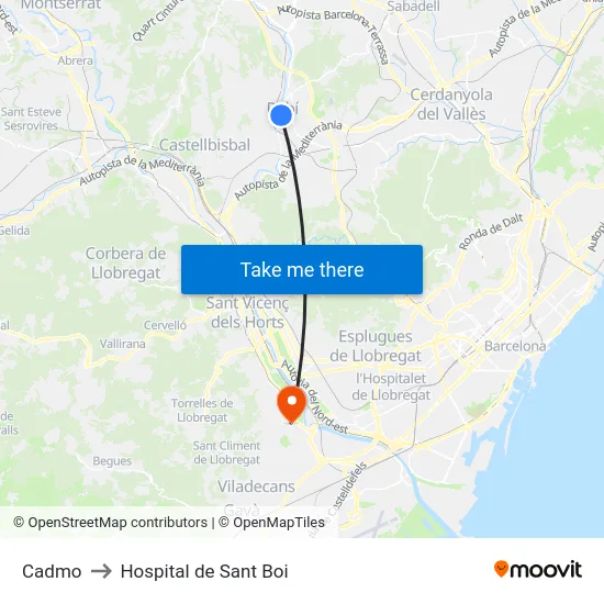 Cadmo to Hospital de Sant Boi map