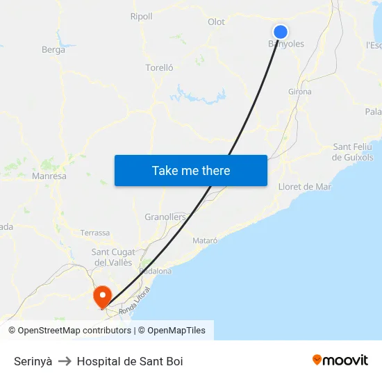 Serinyà to Hospital de Sant Boi map