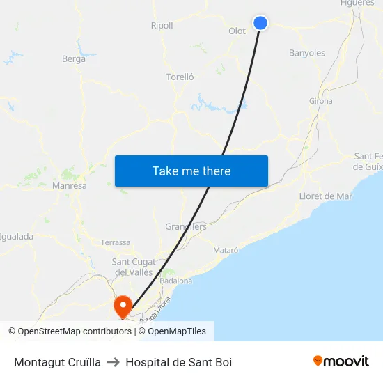 Montagut Cruïlla to Hospital de Sant Boi map
