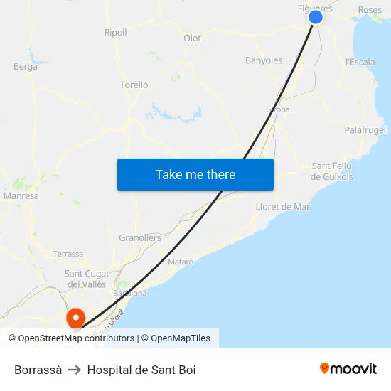 Borrassà to Hospital de Sant Boi map