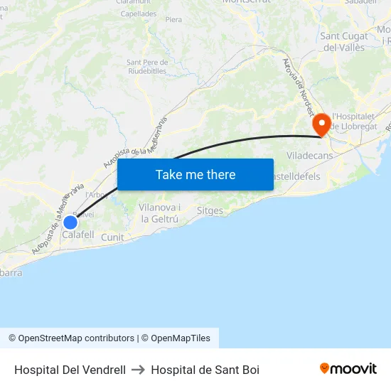 Hospital Del Vendrell to Hospital de Sant Boi map