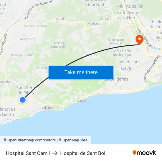 Hospital Sant Camil to Hospital de Sant Boi map