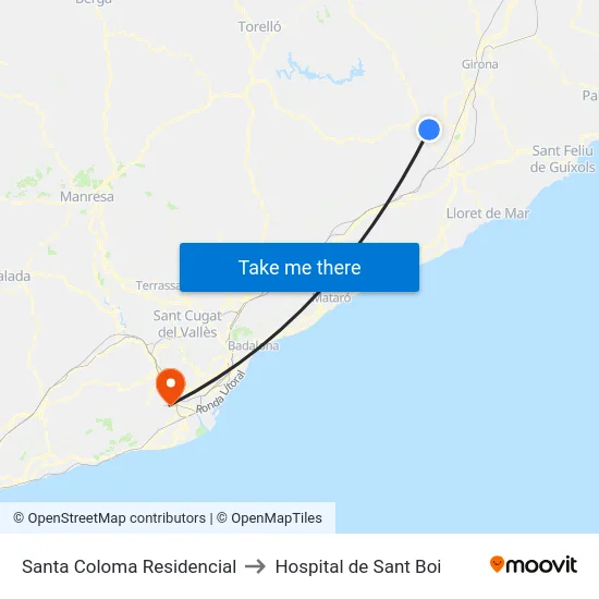 Santa Coloma Residencial to Hospital de Sant Boi map