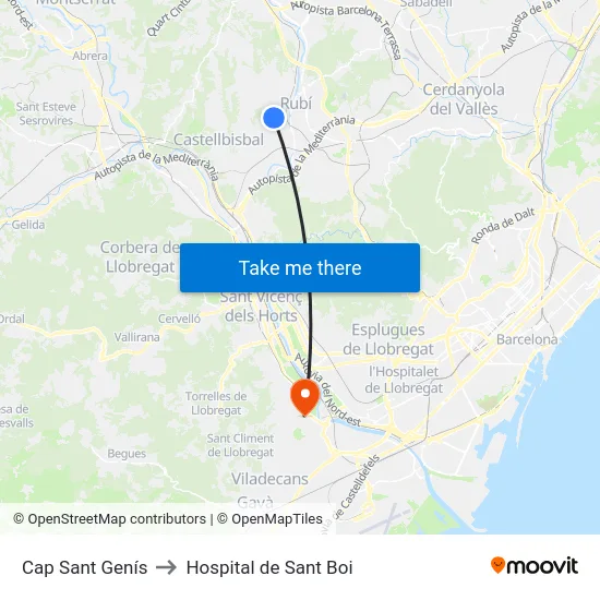 Cap Sant Genís to Hospital de Sant Boi map