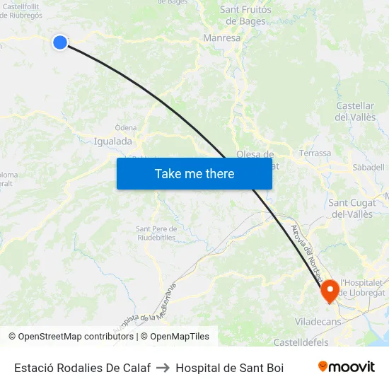 Estació Rodalies De Calaf to Hospital de Sant Boi map