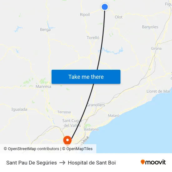 Sant Pau De Segúries to Hospital de Sant Boi map