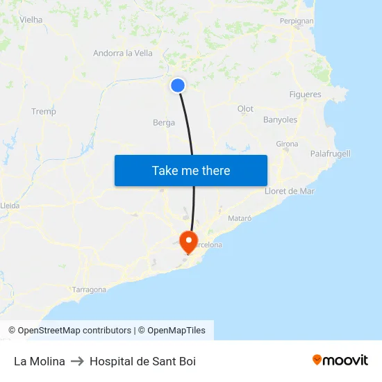 La Molina to Hospital de Sant Boi map