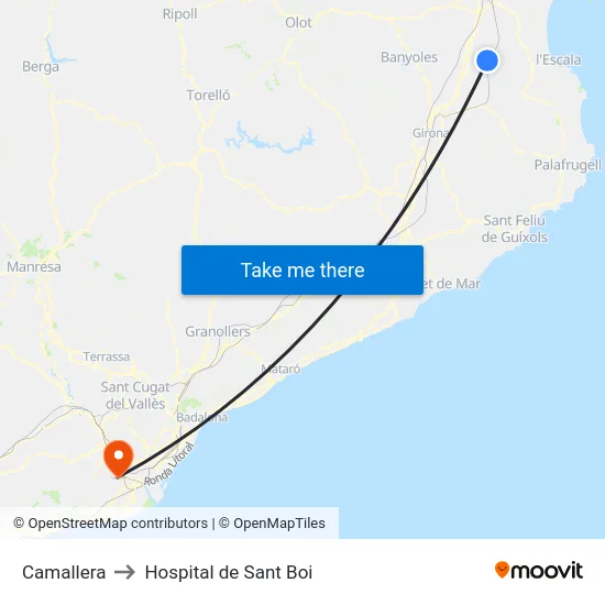 Camallera to Hospital de Sant Boi map