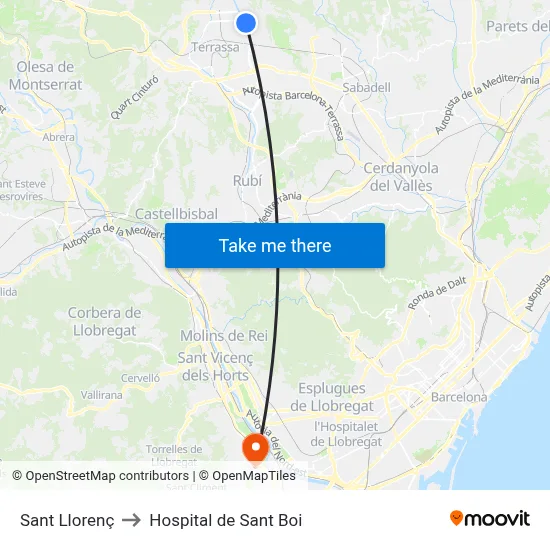 Sant Llorenç to Hospital de Sant Boi map