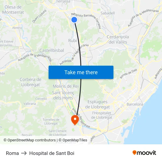 Roma to Hospital de Sant Boi map