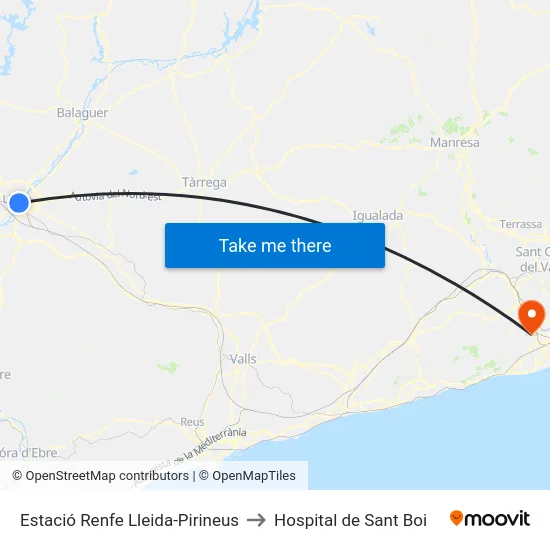 Estació Renfe Lleida-Pirineus to Hospital de Sant Boi map