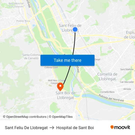 Sant Feliu De Llobregat to Hospital de Sant Boi map
