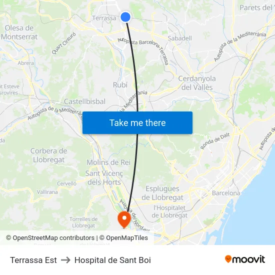 Terrassa Est to Hospital de Sant Boi map