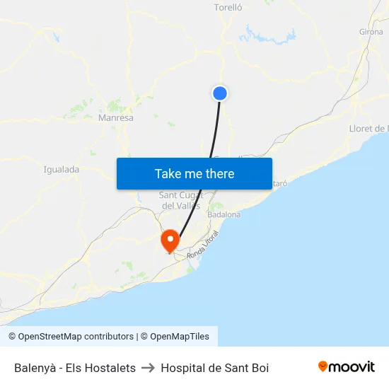 Balenyà - Els Hostalets to Hospital de Sant Boi map